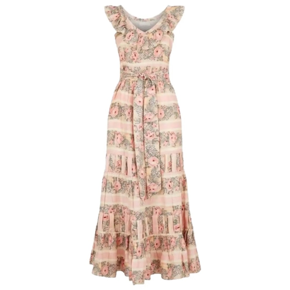 LoveShackFancy Floral Dress in Pink and Cream - Size 4